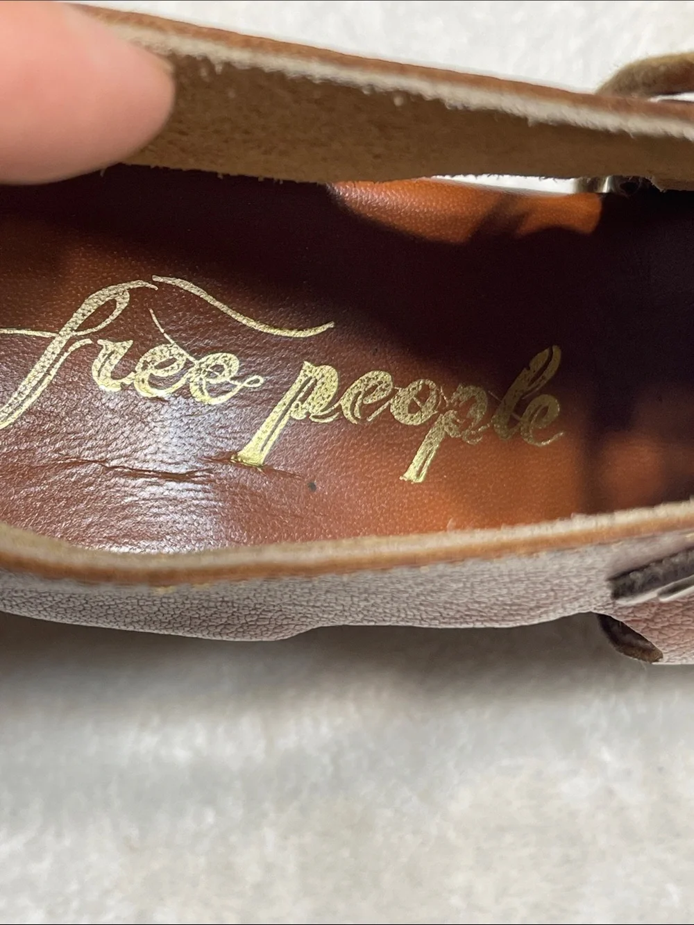 Free People Brown Leather Carved-Wood Platform Sandals Size 37